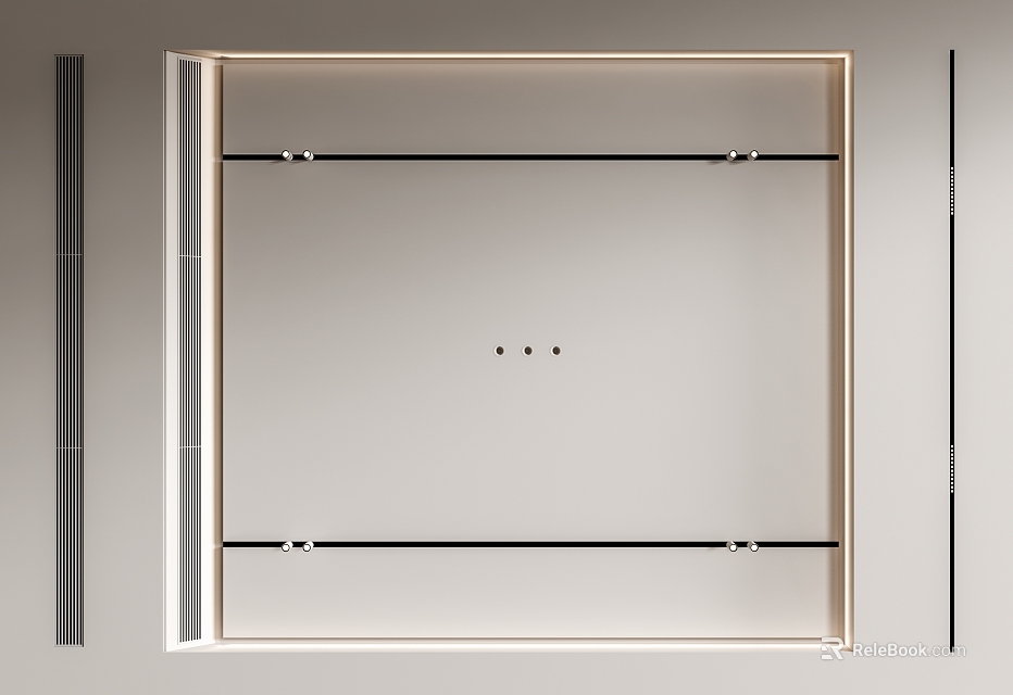 Modern Minimalist Ceiling Design With Recessed Lighting And Linear Trims 3d model 