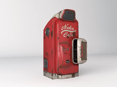 Vintage Red Nuka Cola Vending Machine As Commercial Equipment With Classic Design 3d model