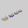 Unique White Bathtub With Golden Faucet And Yellow White Spherical Decorations