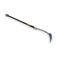 Traditional Long Handled Scythe Weapon with Metal Blade and Decorative Golden Brown Handle