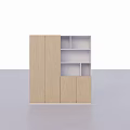 Modern Bookcase With Wooden Doors White Frame And Open Storage Shelves