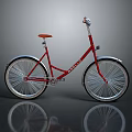 Red Bicycle With Orange Seat And Silver Wheels On Grey Background 3d model