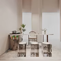 Modern Tea Table And Chairs With Transparent Stools And Green Plants Decor