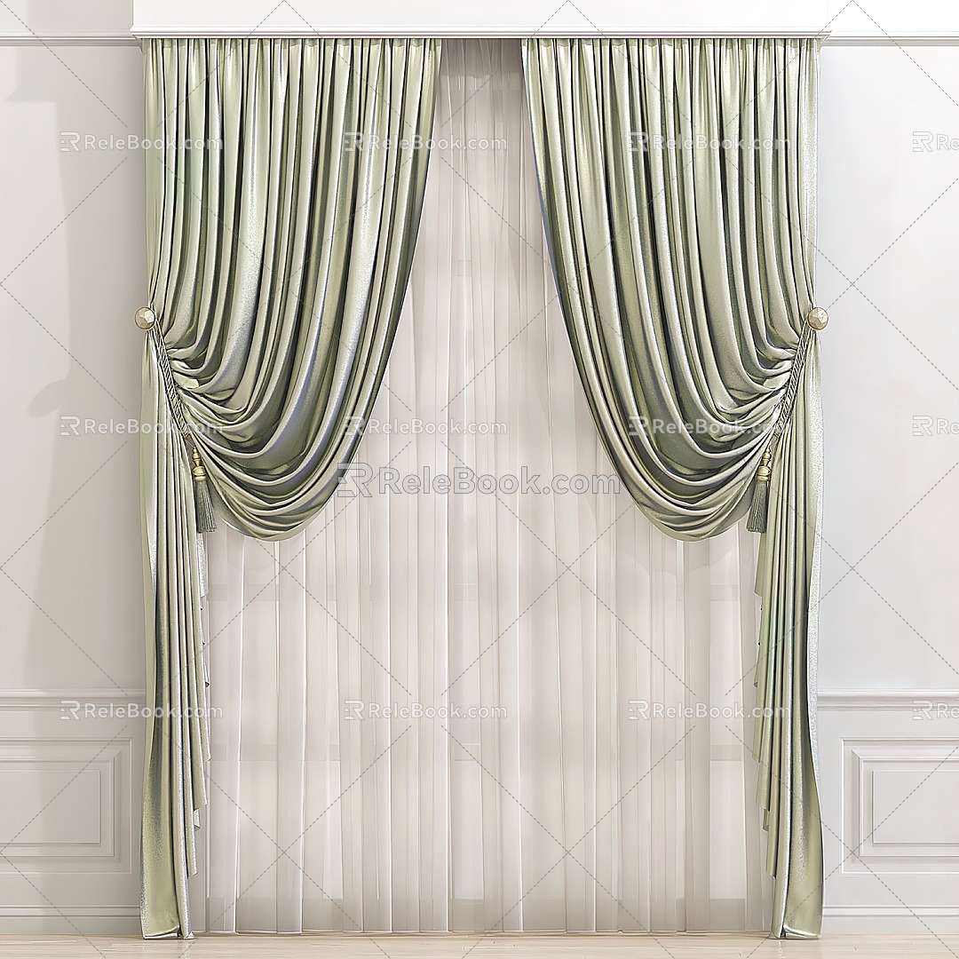 Modern fabric curtains 3d model