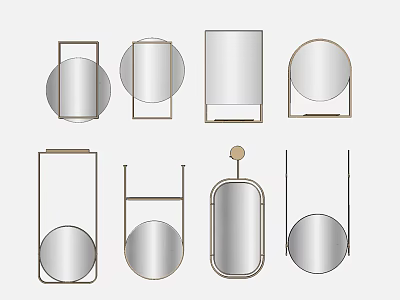 Various Shaped Mirrors With Modern Frame Designs For Home Decor 3d model