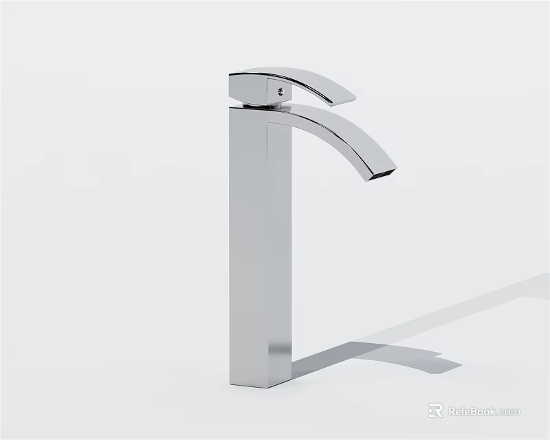 Sleek Modern Chrome Faucet With Vertical Spout And Single Handle Design 3d model