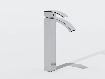 Sleek Modern Chrome Faucet With Vertical Spout And Single Handle Design 3d model