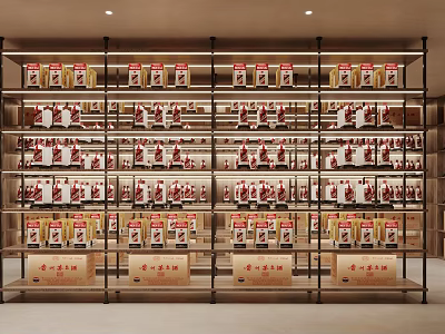 Spacious Modern Wine Cellar Interior With Organized Wooden Racks And Wine Bottles 3d model