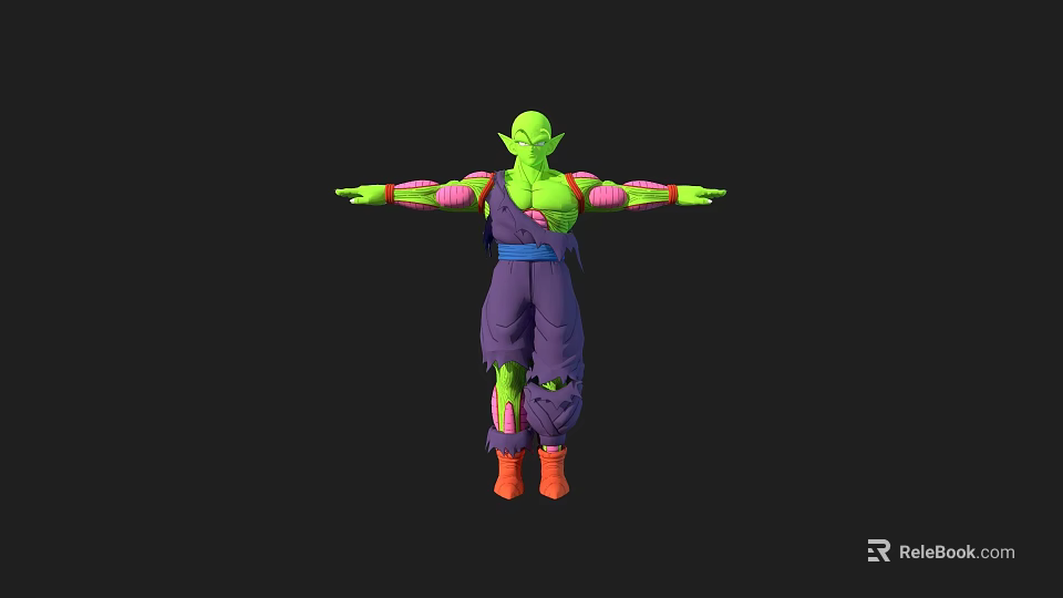 Game Movie Character Green Skinned Purple Outfit Pink Accents Orange Shoes Arms Outstretched Pose 3d model 
