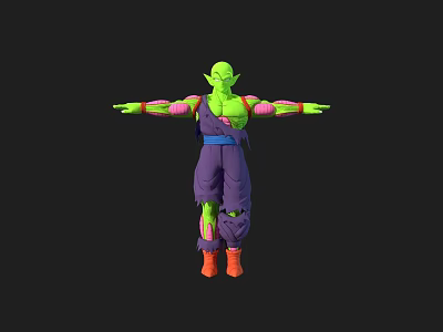 Game Movie Character Green Skinned Purple Outfit Pink Accents Orange Shoes Arms Outstretched Pose 3d model