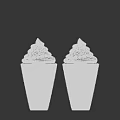 Two Crispy Brown Waffle Ice Cream Cones Topped with Fluffy White Whipped Cream