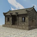 Traditional Ancient Architecture With Stone Brick Walls Tiled Roof And Lattice Windows