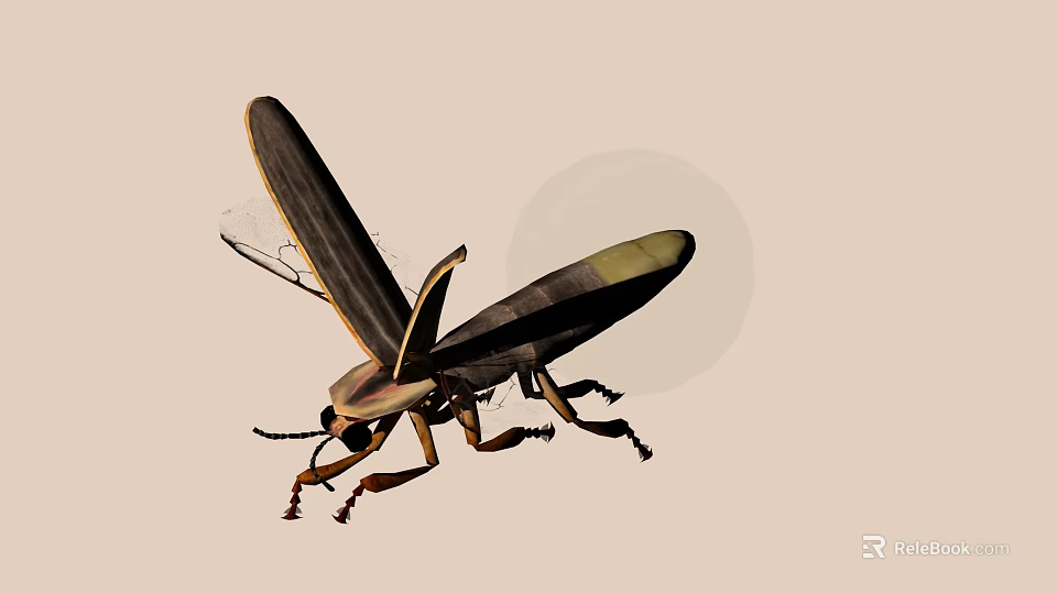 Flying Insect With Brown And Yellow Body Long Wings And Antennae 3d model 