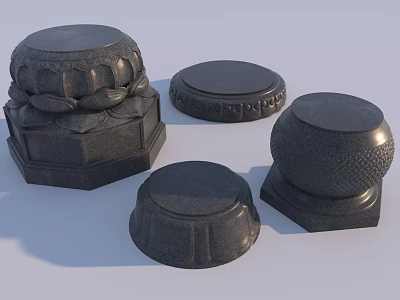 New Chinese style pillar foundation stone pillar foundation stone foundation pillar pier 3D model Chinese style stone pier construction 3D 3d model