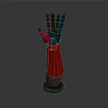 Game Movie Character Mechanical Arm Model With Black Hand Red Forearm And Base