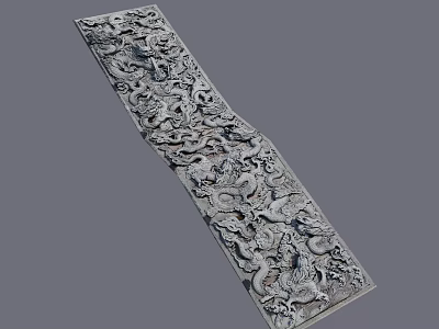 Traditional Carved Dragon Panel With Intricate Long Strip Decorative Design 3d model