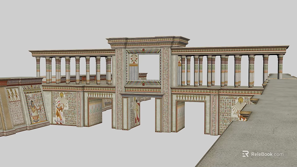 Ancient Architectural Structure With Columns Carvings Decorative Reliefs And Archway 3d model