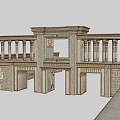 Ancient Architectural Structure With Columns Carvings Decorative Reliefs And Archway 3d model