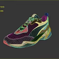 Trendy Colorful Sneakers With Black Red Yellow Blue Green Accents And Thick Sole Design