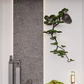 Modern Chinese Foyer Hallway With Pine Decor And Stone Wall