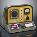 Vintage Analog Measuring Device with Yellow Panel Red Display Control Knobs and Meter