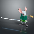 Anthropomorphic Mouse Wearing Green Outfit Holding Sword And Wheat Ear