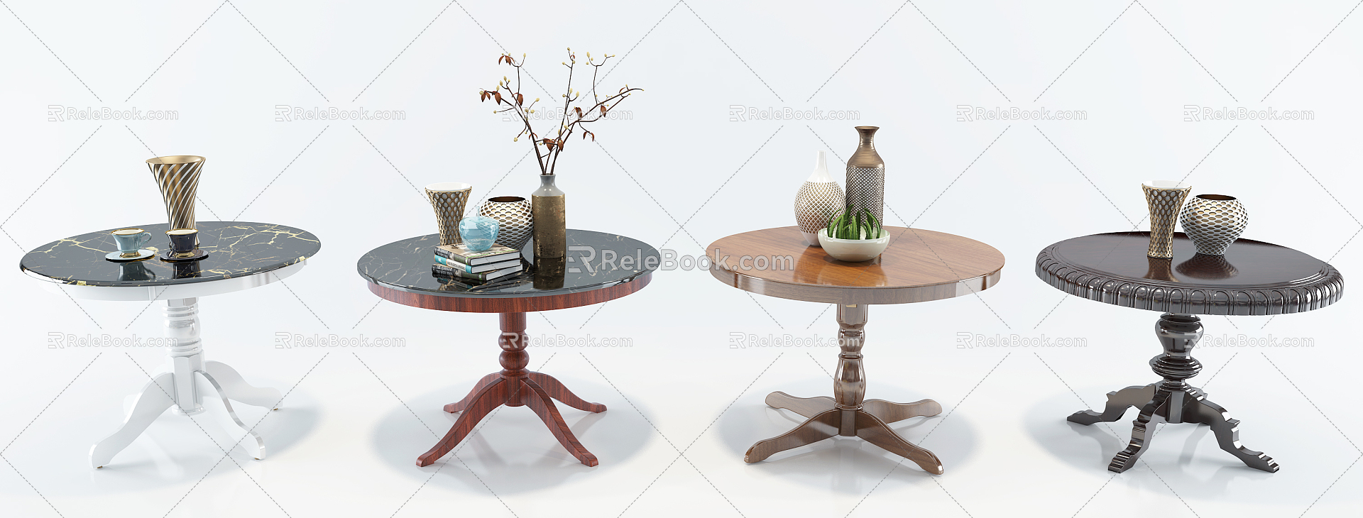 European-style Round Table Fashion Simple Metal Glass Coffee Table Side Table Decorations Ornaments Combination model