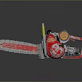 GRIZZLY Chainsaw With Red Body And Silver Components Including Chain And Engine