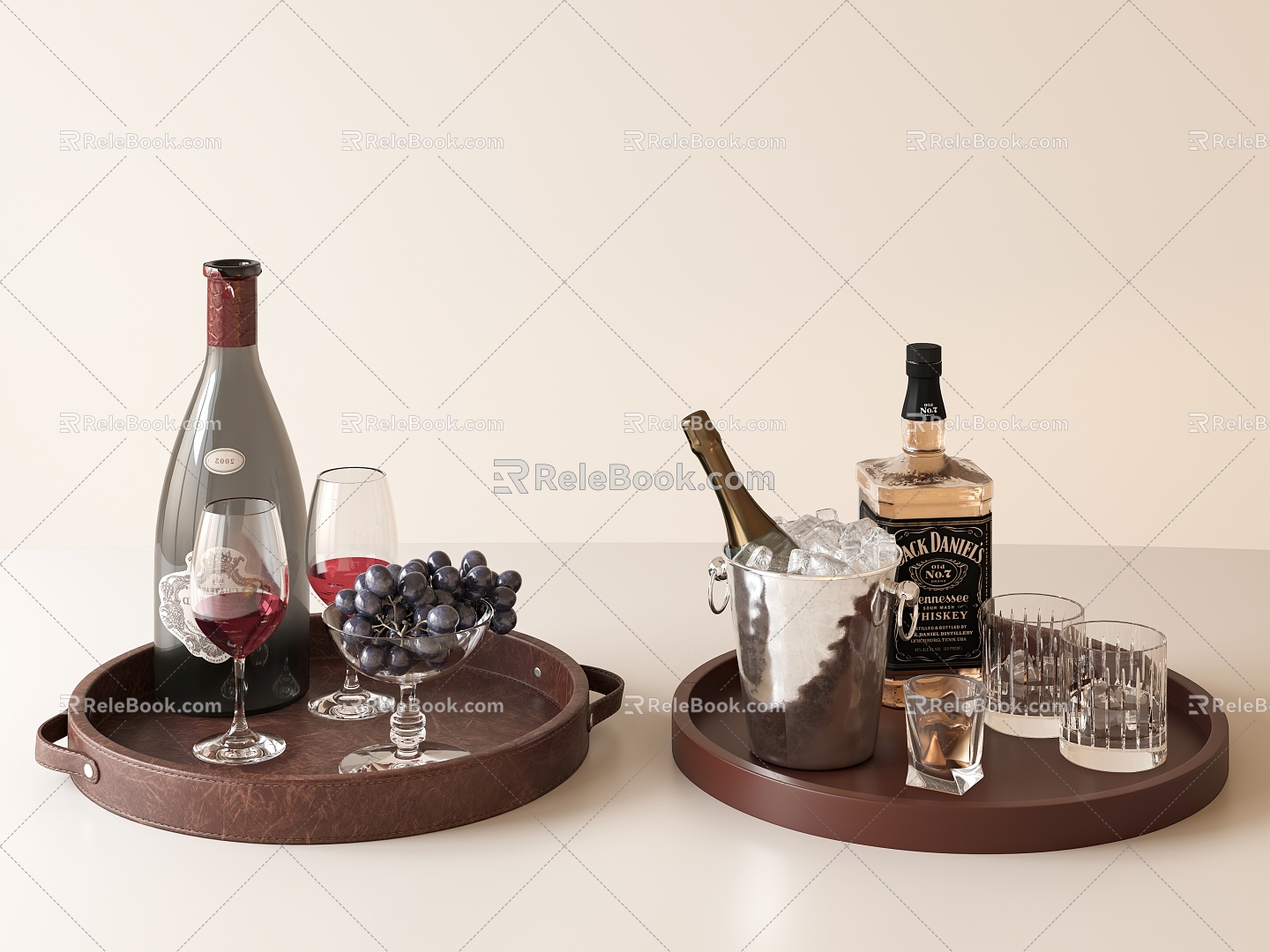 Red wine and white wine grape tray decoration combination model