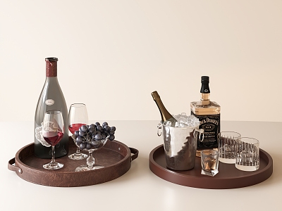 Red wine and white wine grape tray decoration combination model