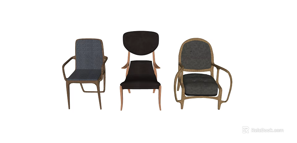 Stylish Accent Chairs With Comfortable Upholstery And Diverse Designs For Home Interior Decor 3d model 