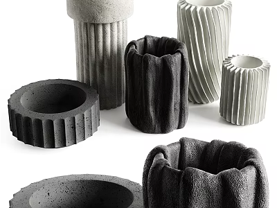 Modern Decorative Ceramic Vessels With Textured Surfaces And Diverse Artistic Shapes 3d model