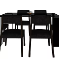 Modern Dining Table Set With Glass Top And Six Leather Chairs 3d model