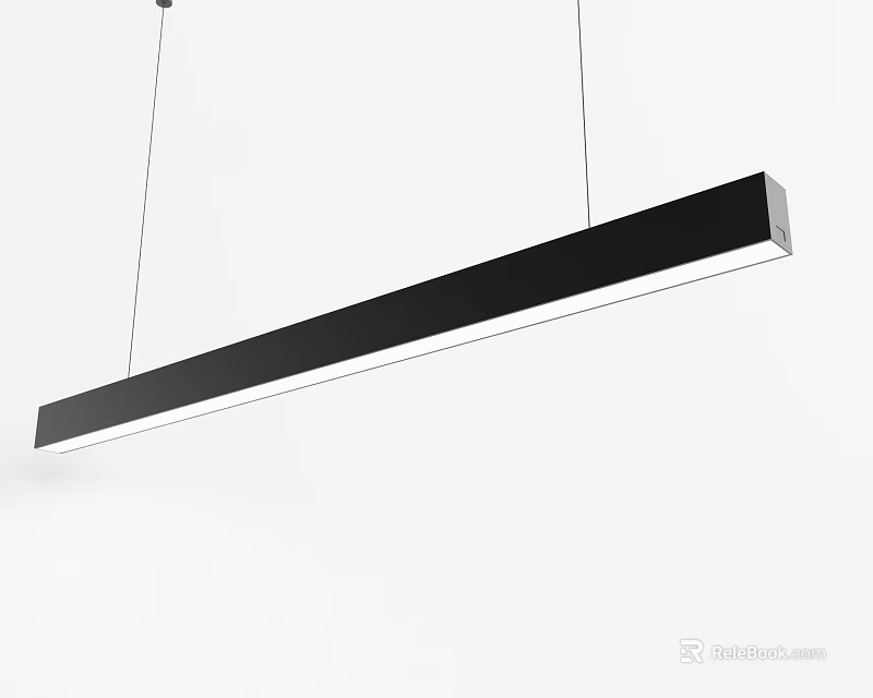 Modern Long Linear Black And White Pendant Light With Sleek Hanging Design For Interior Spaces 3d model 