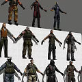 Game And Movie Character Designs With Different Outfits In Standing Poses