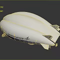 White Carencro Aerostat Design With Name Text Side Logo And Tail Structure 3d model