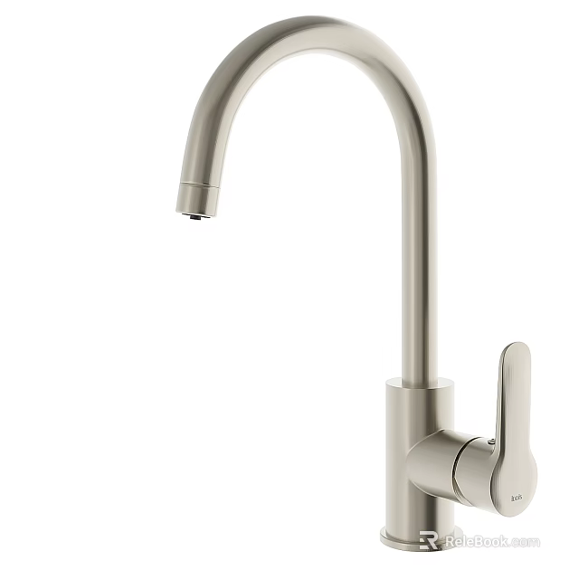 Modern Stainless Steel Faucet With Curved Spout And Single Handle Design 3d model 