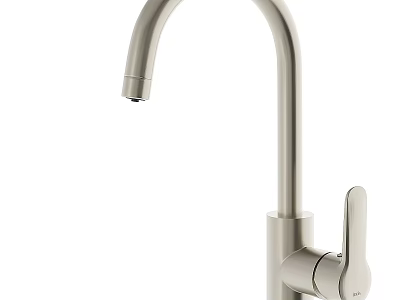 Modern Stainless Steel Faucet With Curved Spout And Single Handle Design 3d model