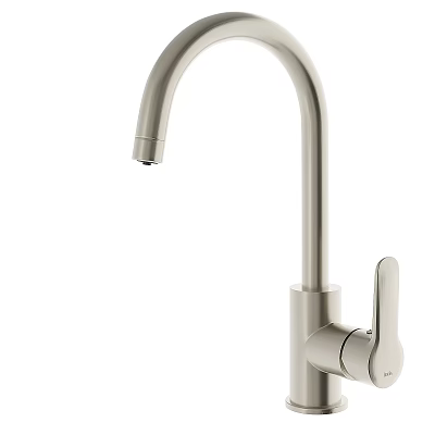 Modern Stainless Steel Faucet With Curved Spout And Single Handle Design 3d model