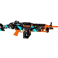 Colorful Tactical Rifle With Orange Black Blue Hexagonal Pattern Scope Barrel And Stock Design