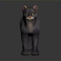 3D Black Animal Model in Standing Pose with Gray Gradient Background and Reflective Surface 3d model