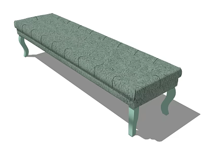 Green Fabric Upholstered Sofa Bench With Simple Design And Green Legs 3d model