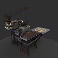 Industrial Factory Building With Crane Platform Metal Structure And Illuminated Lights