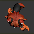 Vibrant Red And Black Cat Cartoon Character With Flame Elements In Costume And Orange Shoes