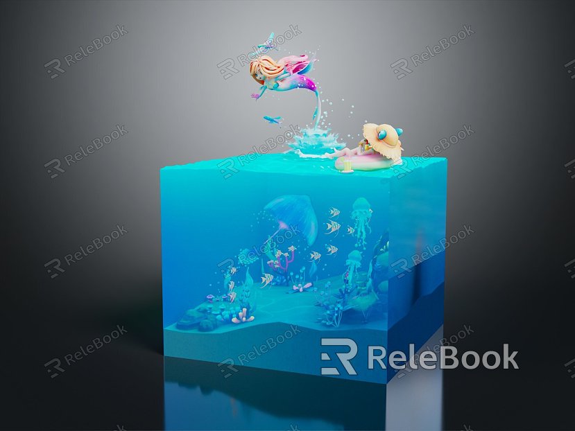 Modern Game Character Mermaid Coral Reef Coral Underwater World model