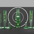 Tsingtao Beer Exhibition Display Stand With Central Bottle And Surrounding Pillars