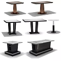 Modern Wooden Table With Brown Base And Smooth Surface Minimalist Design 3d model