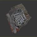 Abandoned Industrial Construction Debris With Rusted Metal Structures Broken Bricks And Corrugated Sheets