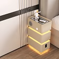 Modern Smart Nightstand With Wireless Charging Ambient LED Light Bluetooth Speaker And Large Storage Drawers