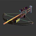 Modern Crossbow with Scope Wooden Stock Metal Frame and Yellow Rod